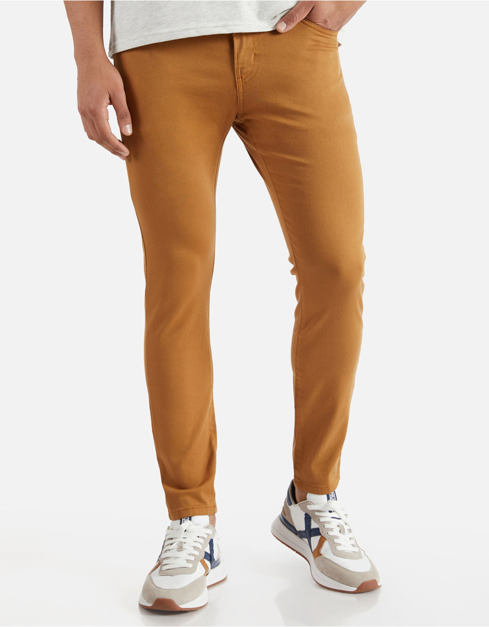 Pantalón Hombre Skinny Drill Skurax Lp Mostaza