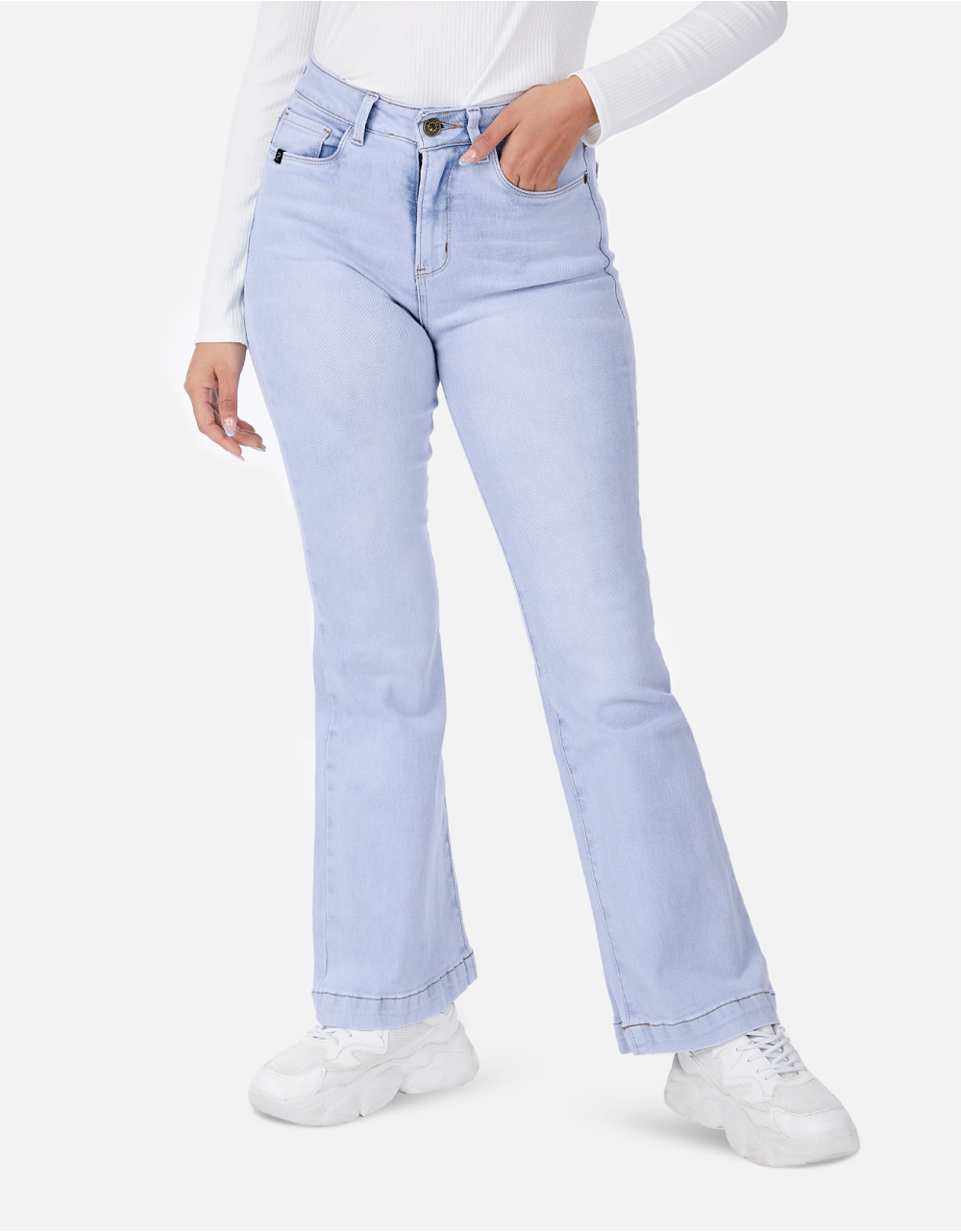 Jean flare celeste tiro alto mm lmv