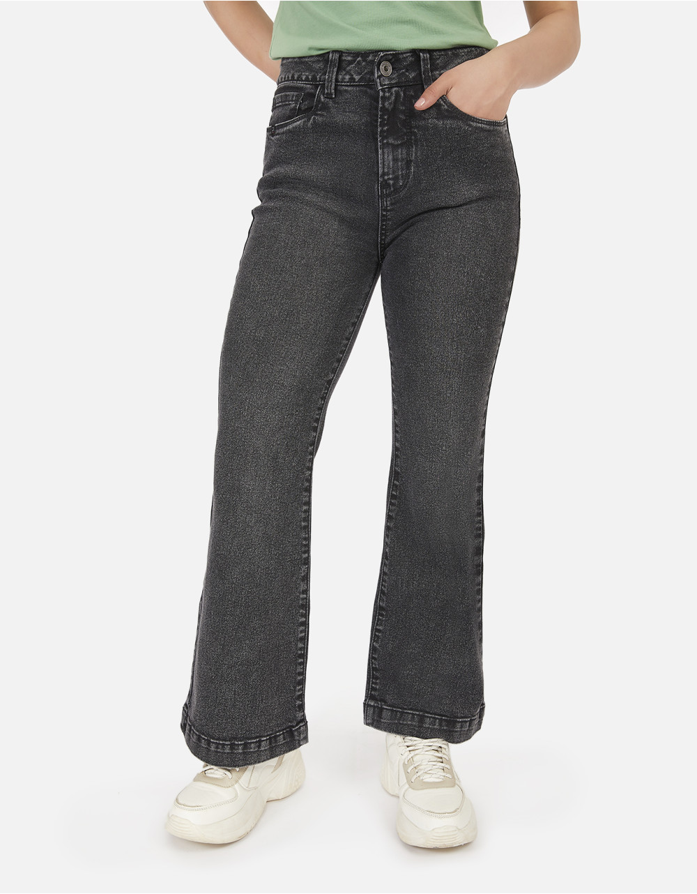 Jean flare negro tiro alto mm lmv