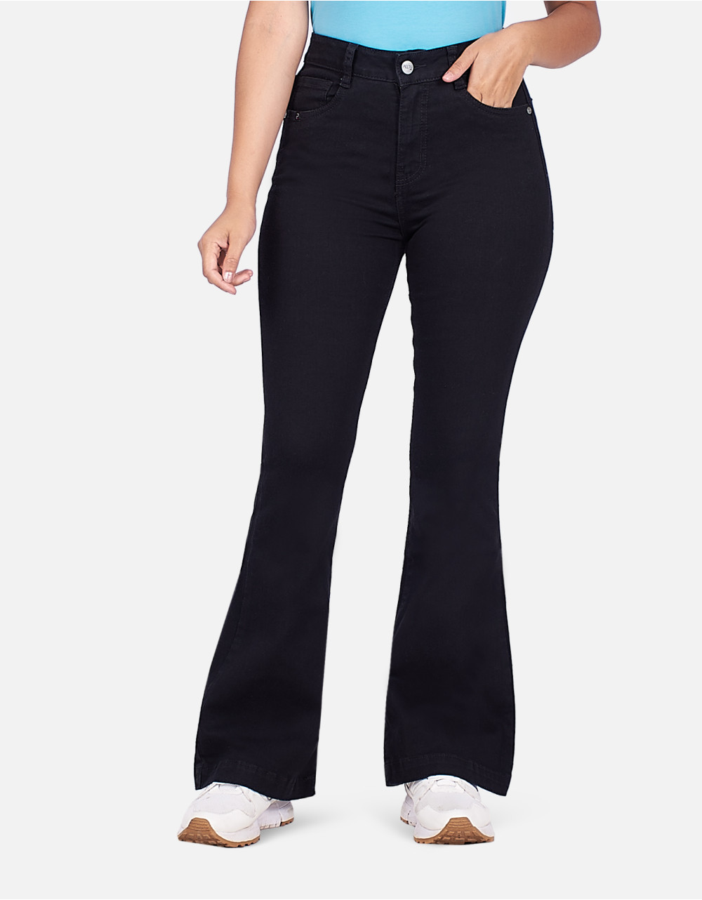 Jean flare negro tiro alto mm lmv