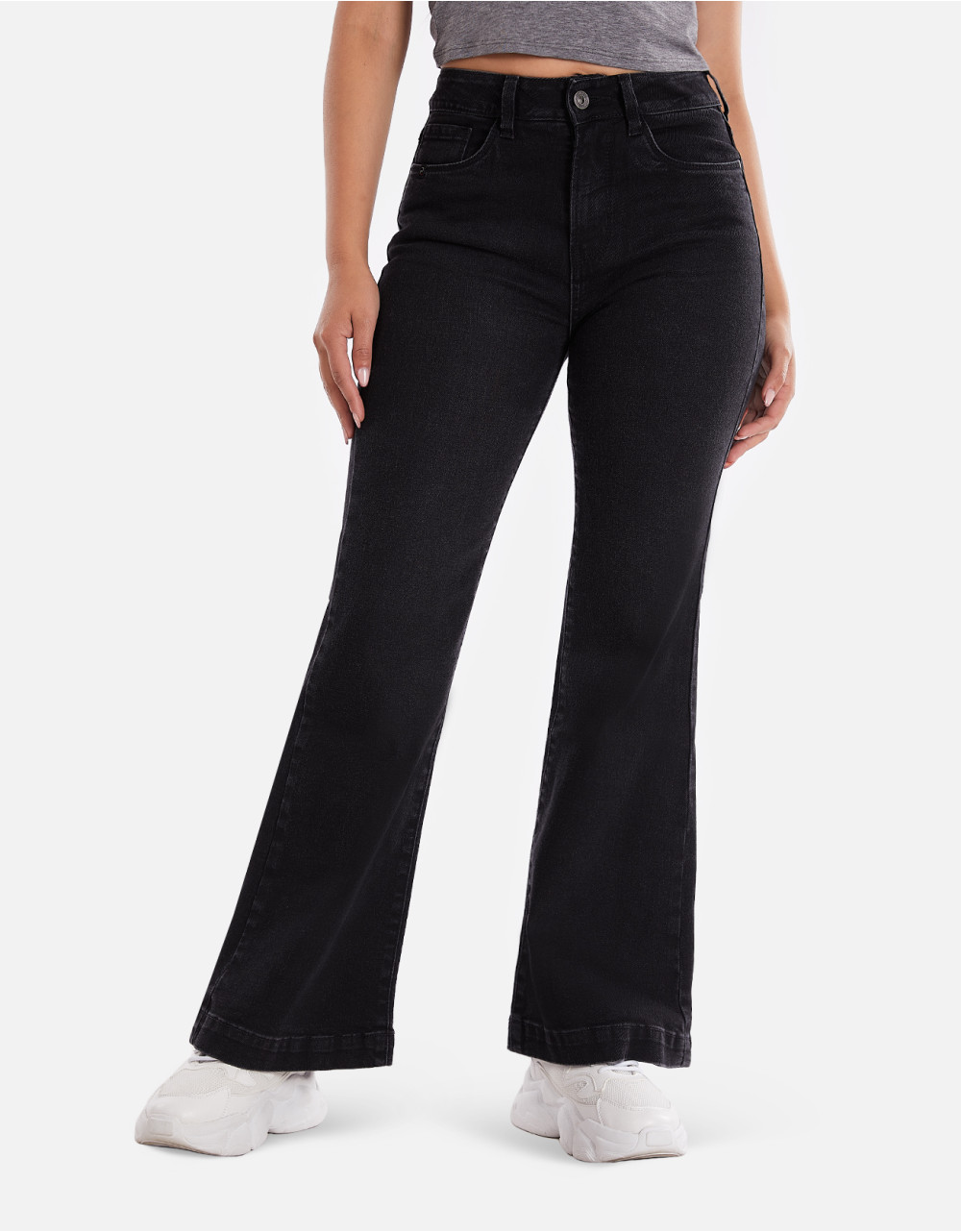 Jean flare negro tiro alto mm lmv