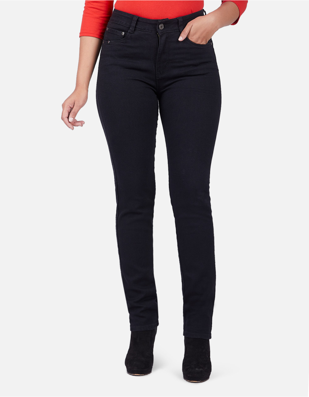 Jean semi recto negro tiro alto