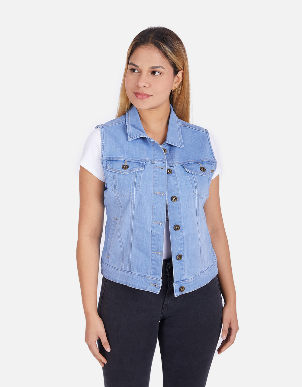 Chaleco regular fit celeste