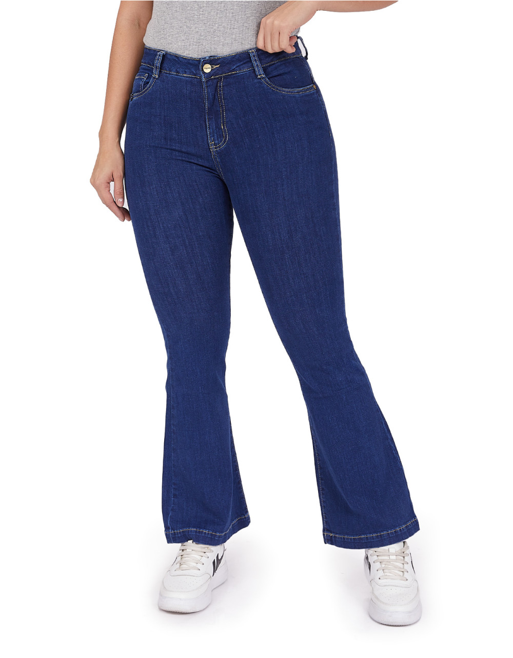 Jean mujer flare azul tiro alto