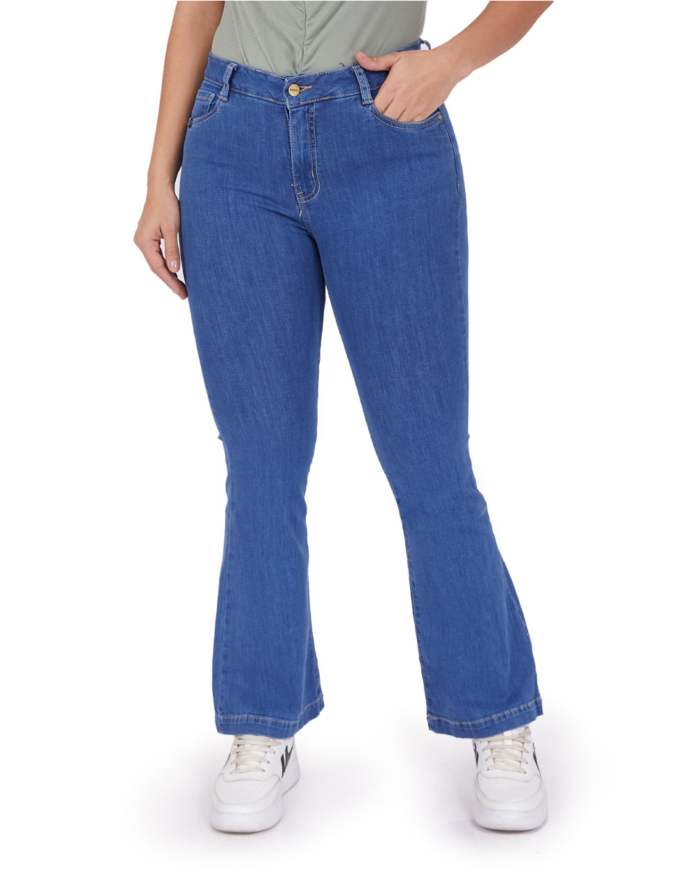 Jean mujer flare crystal tiro alto