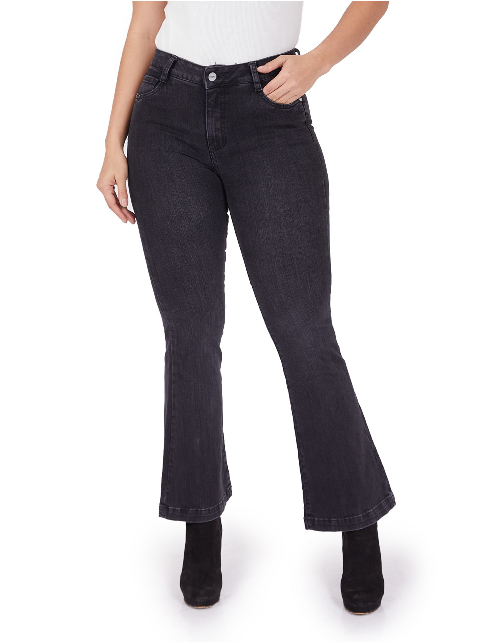 Jean skinny stone black tiro alto