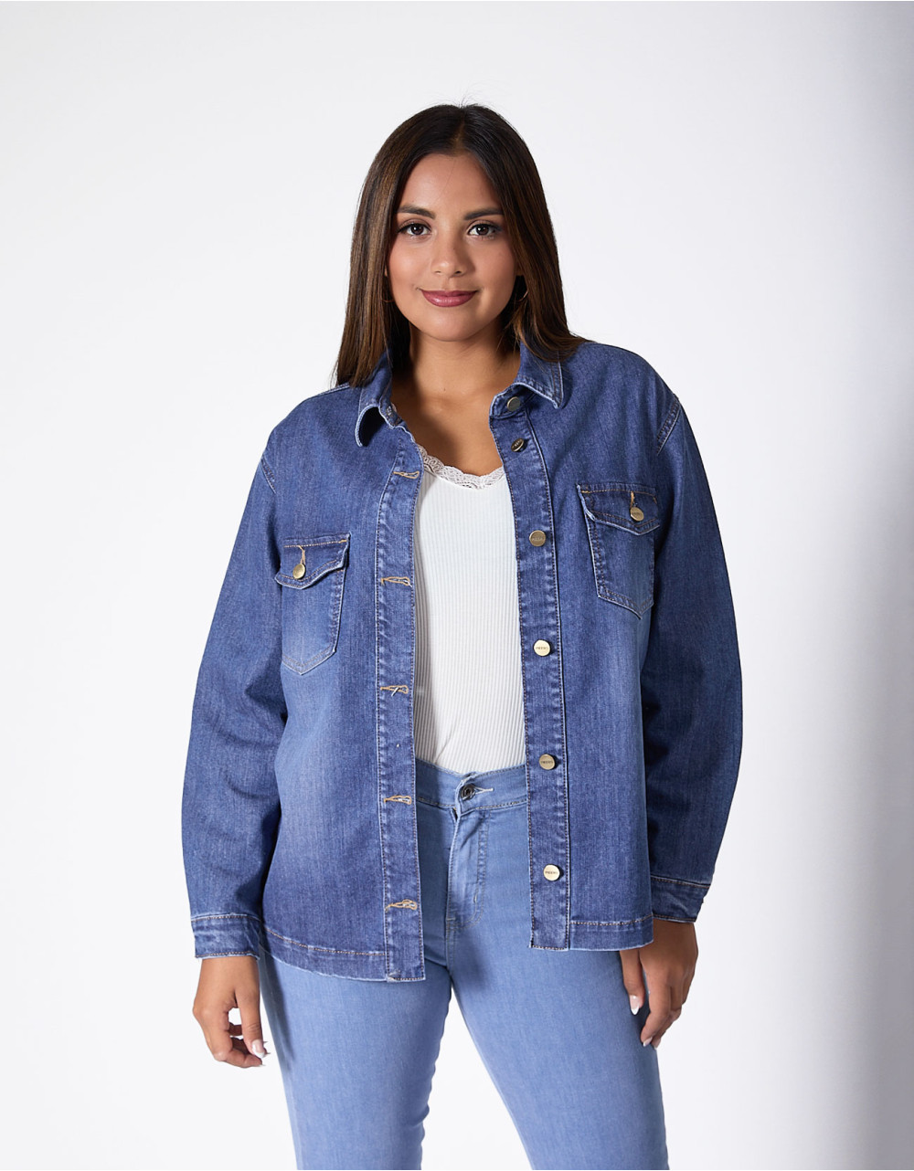 Camisaco saorih regular fit azul focalizado