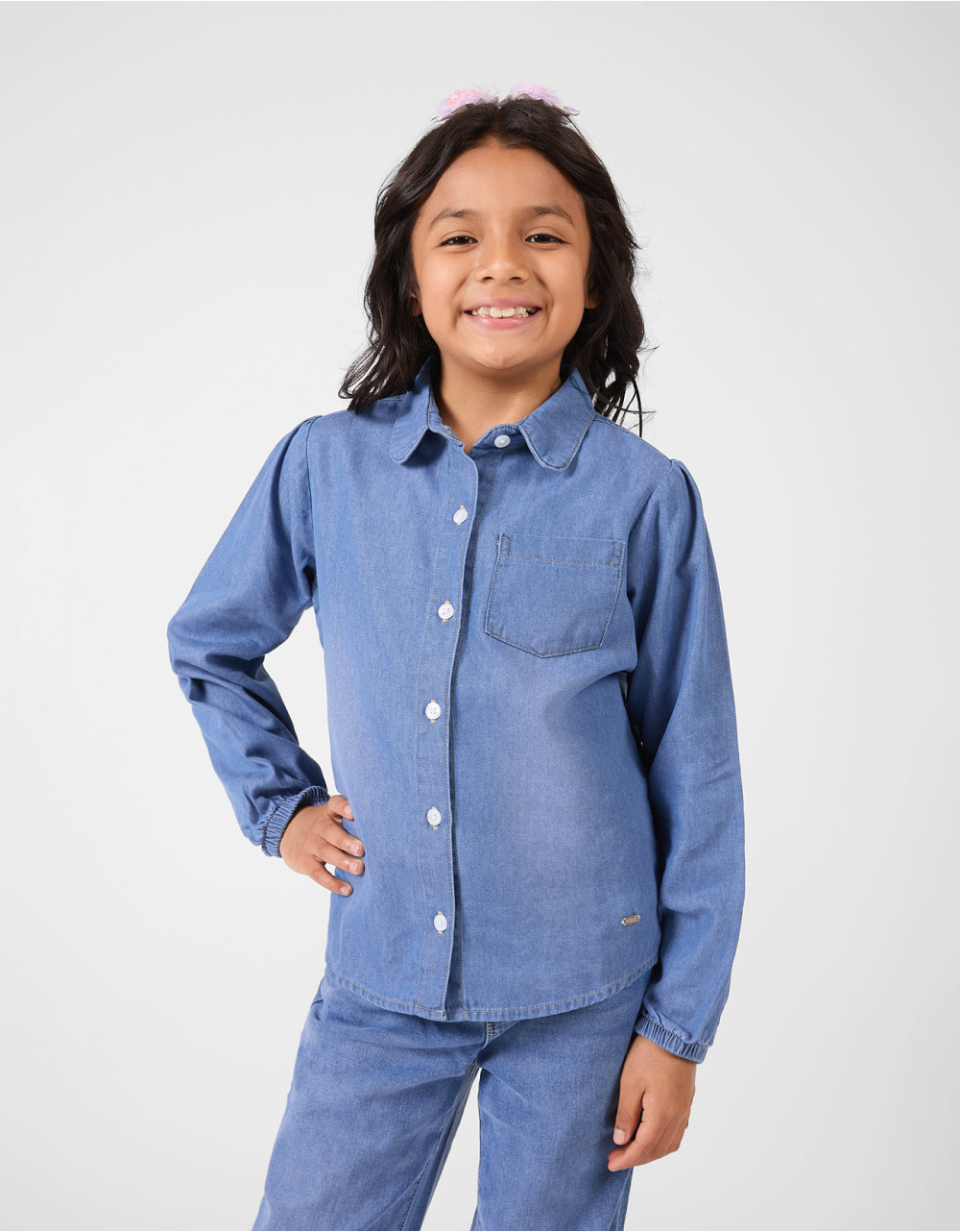 Blusas Niña Mawsi Regular Fit Crystal Focalizado Manga Larga