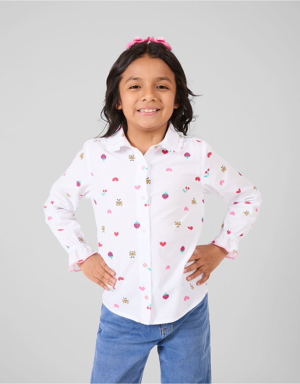 Blusa Niña Fanni Blanco Manga Larga