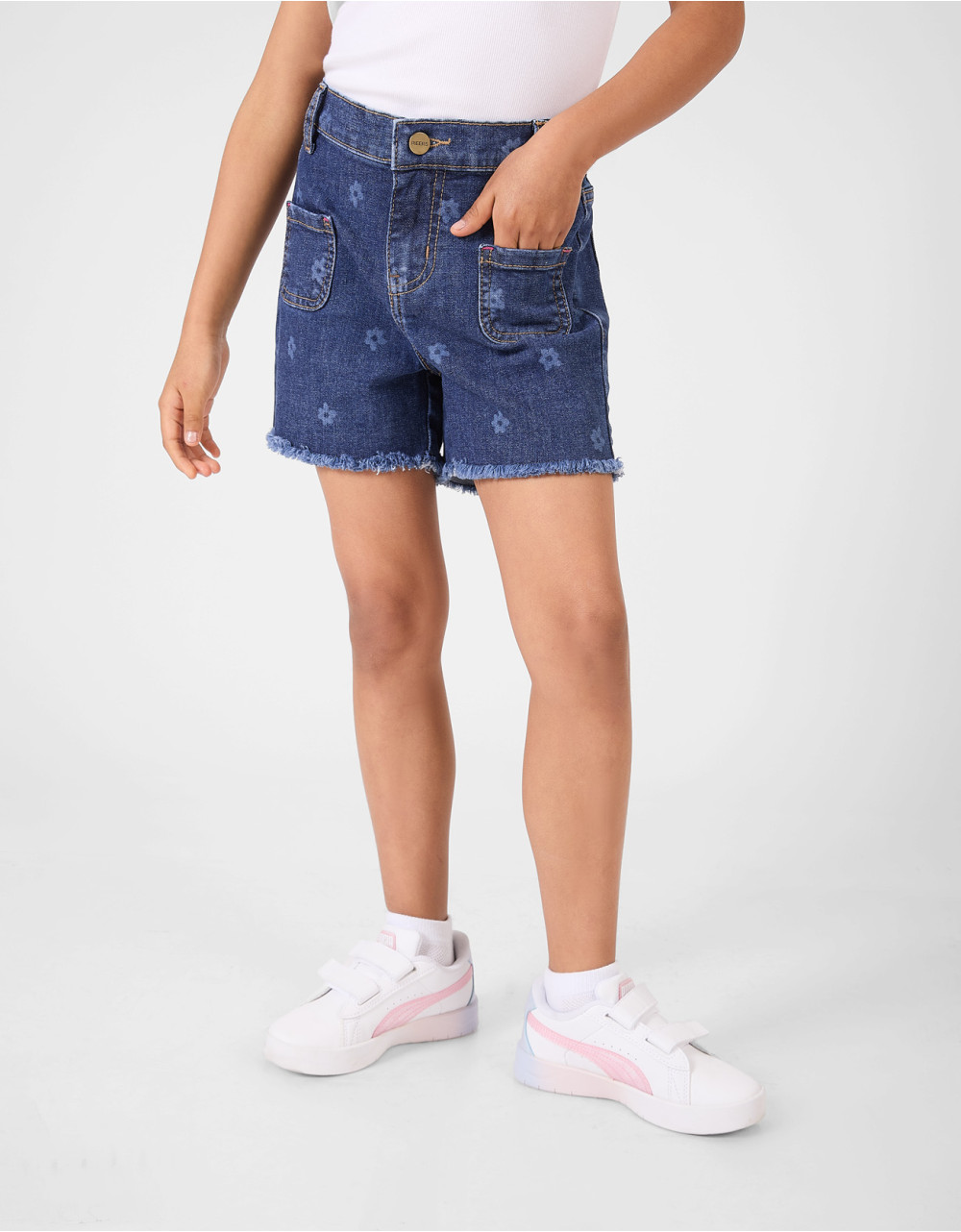 Short Niña Rosali Azul Tiro Alto