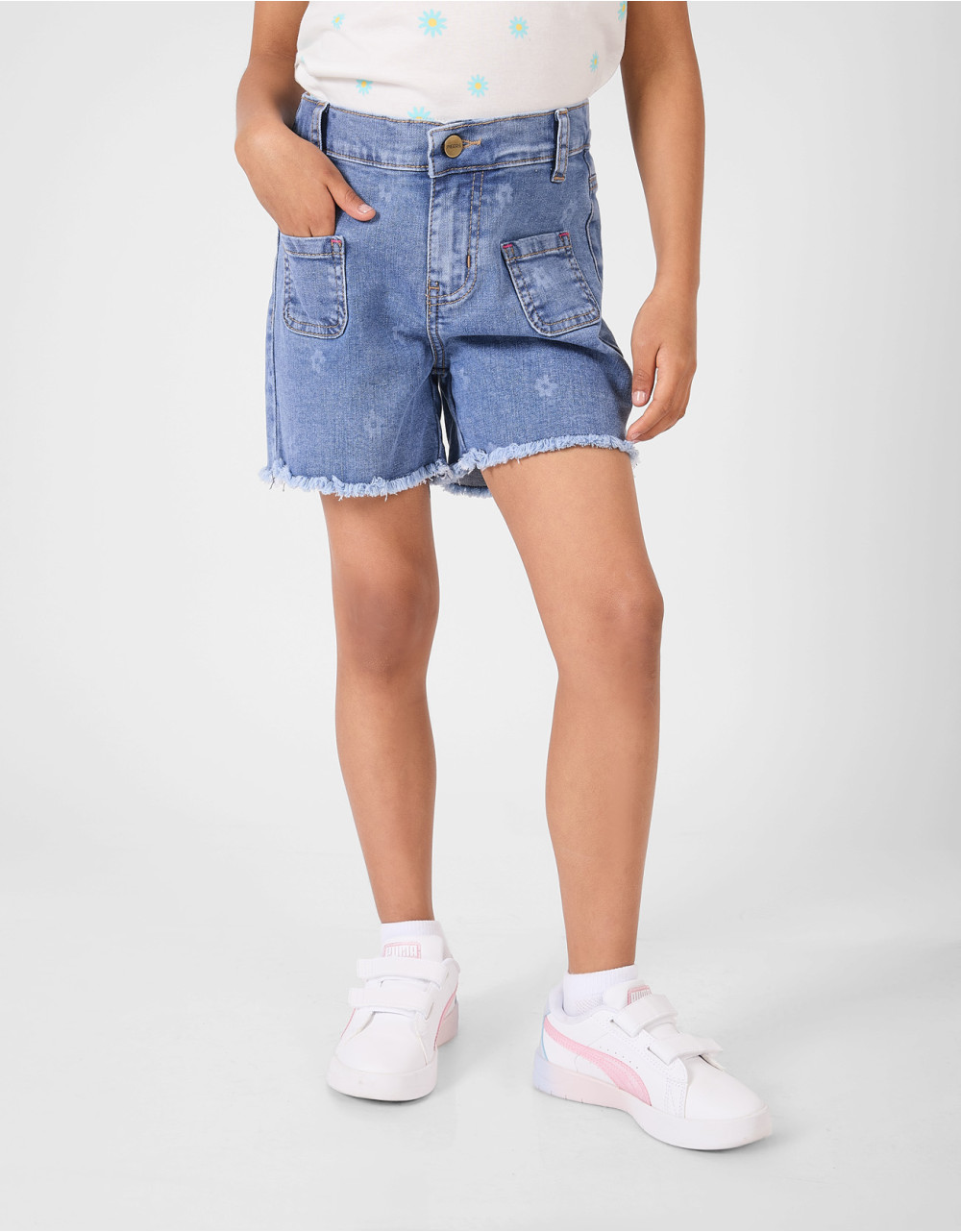 Short Niña Rosali Celeste Tiro Alto