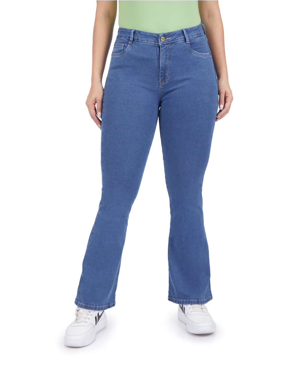 Jean mujer flare crystal tiro alto