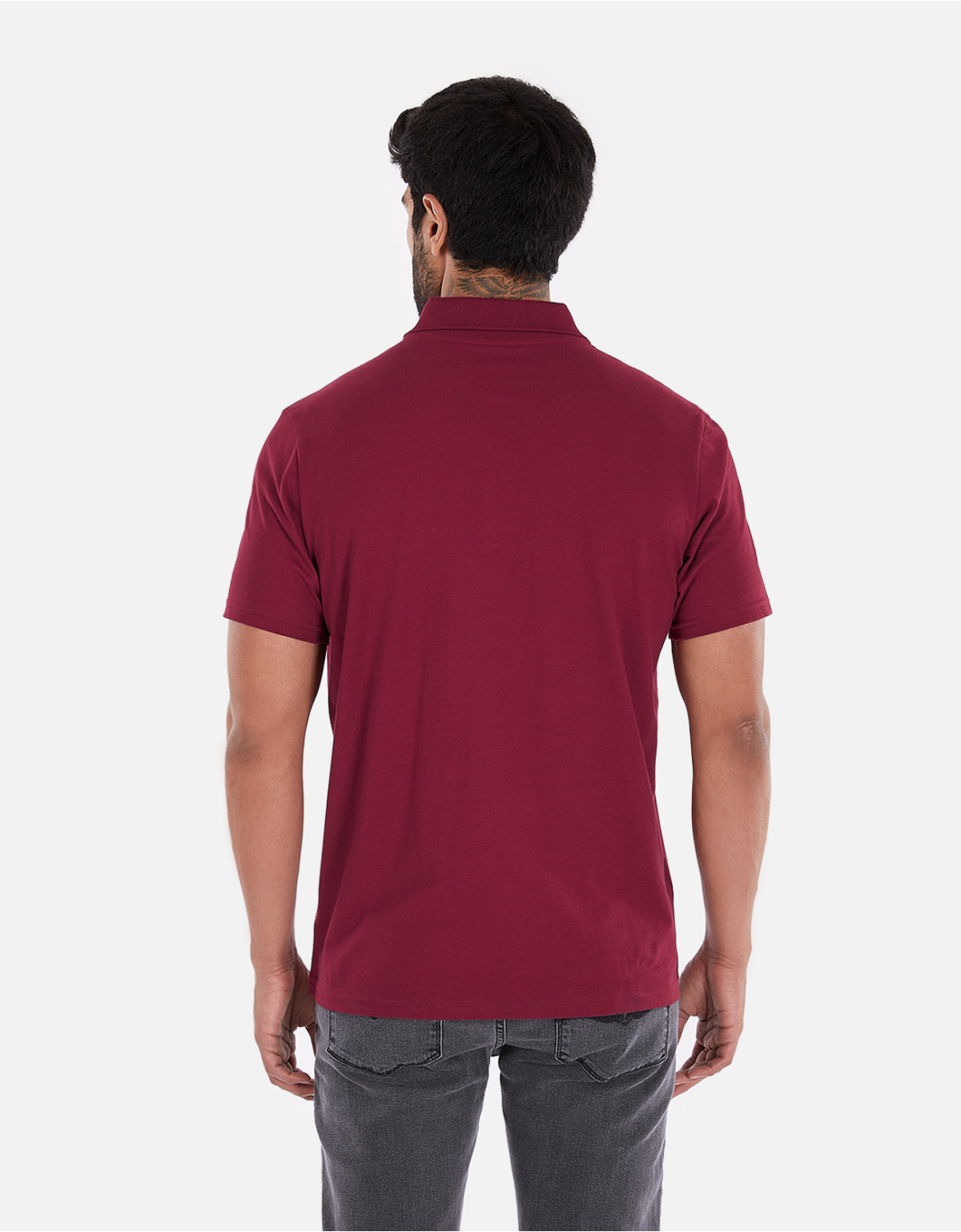 Polo regular fit cuello box vino