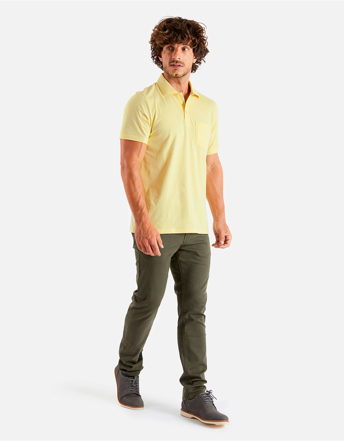Polo regular fit cuello box amarillo