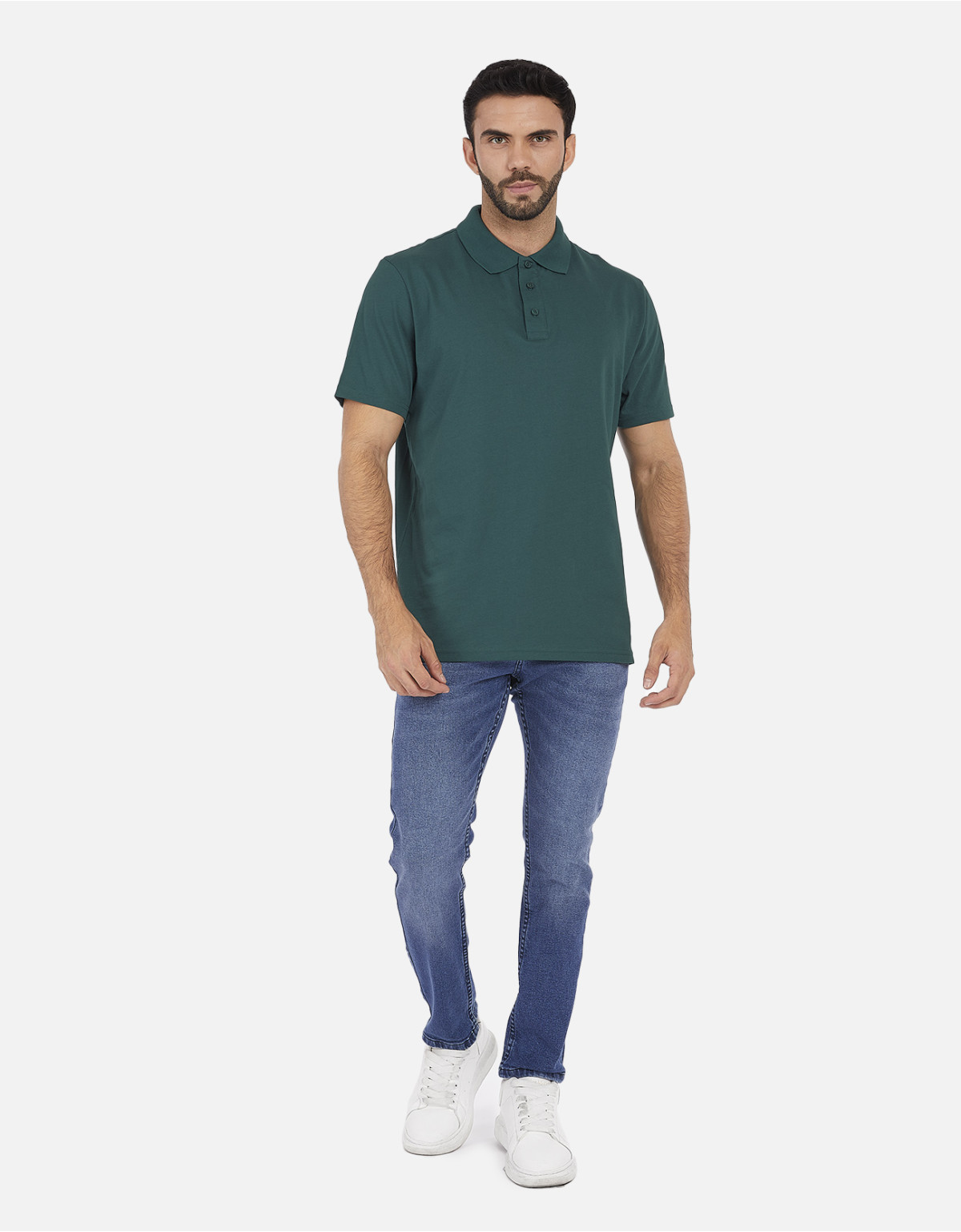 Polo regular fit cuello box verde