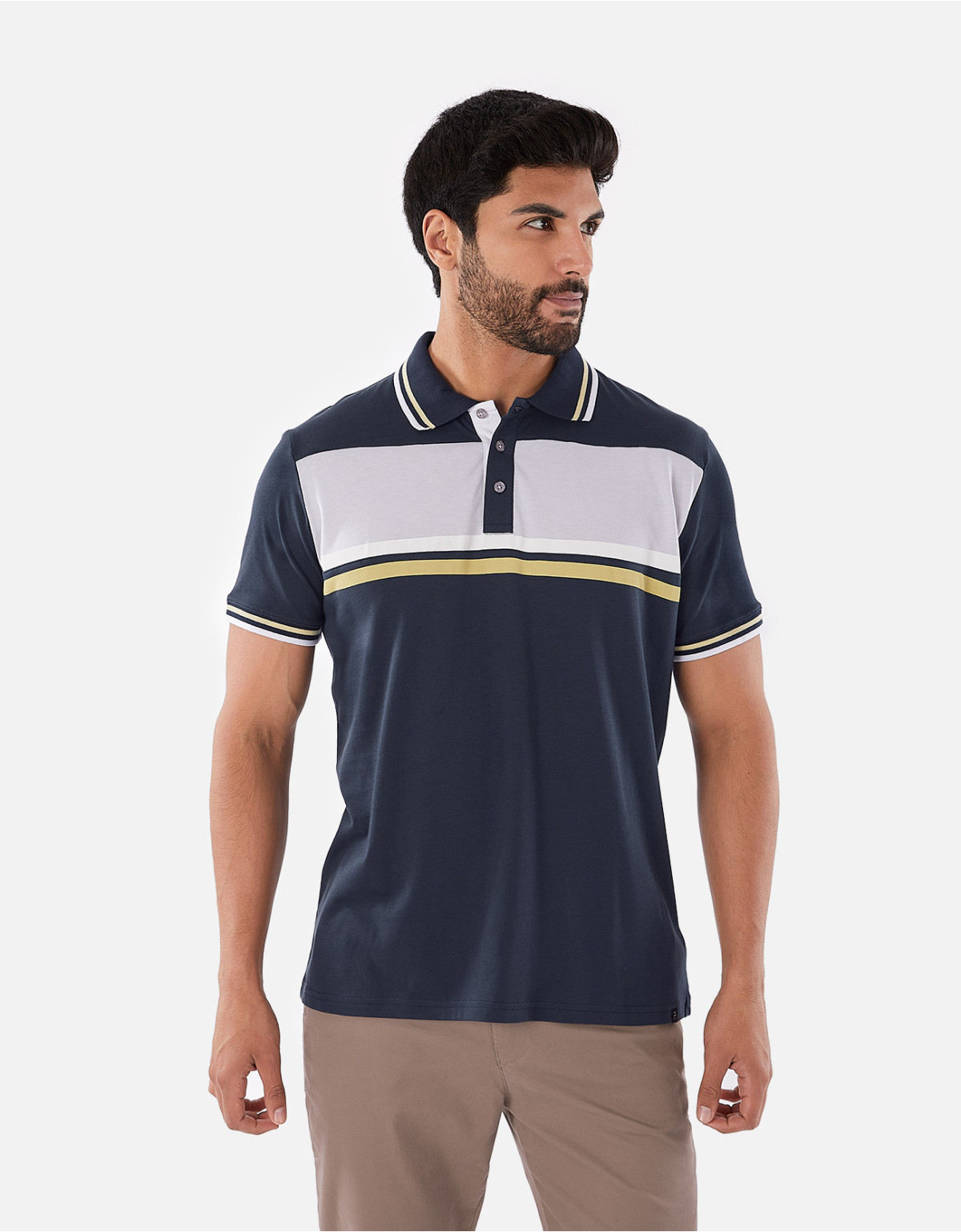 Polo regular fit cuello box azul