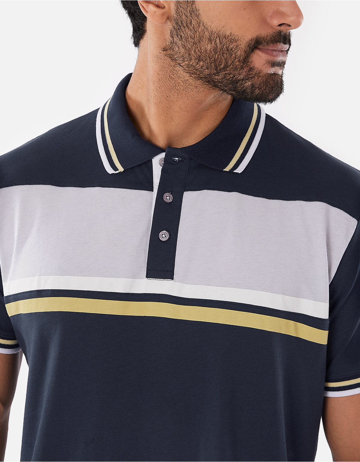 Polo regular fit cuello box azul