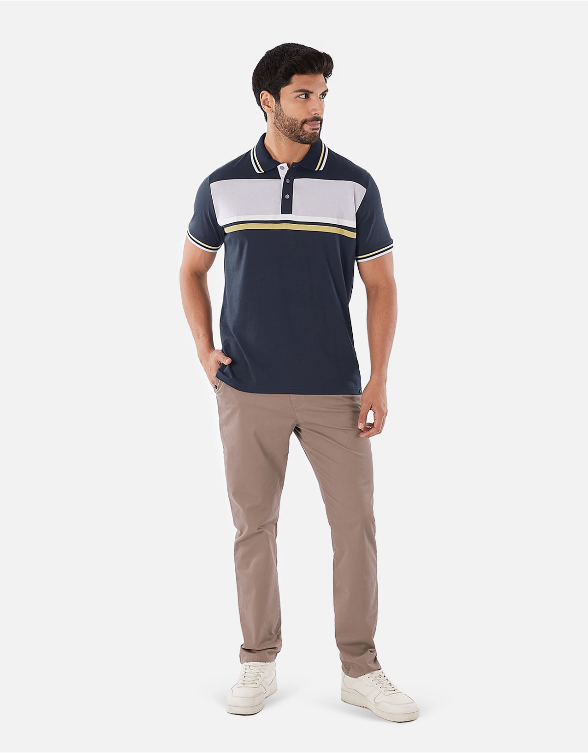 Polo regular fit cuello box azul