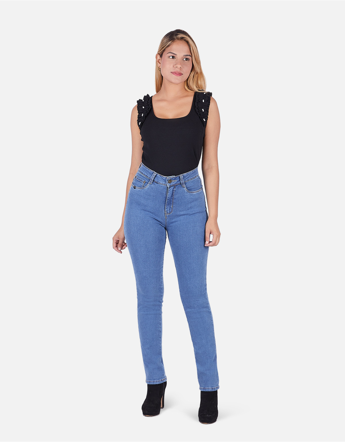 Jean Tiro Alto Semi Recto Mujer Elisa Ii Celeste