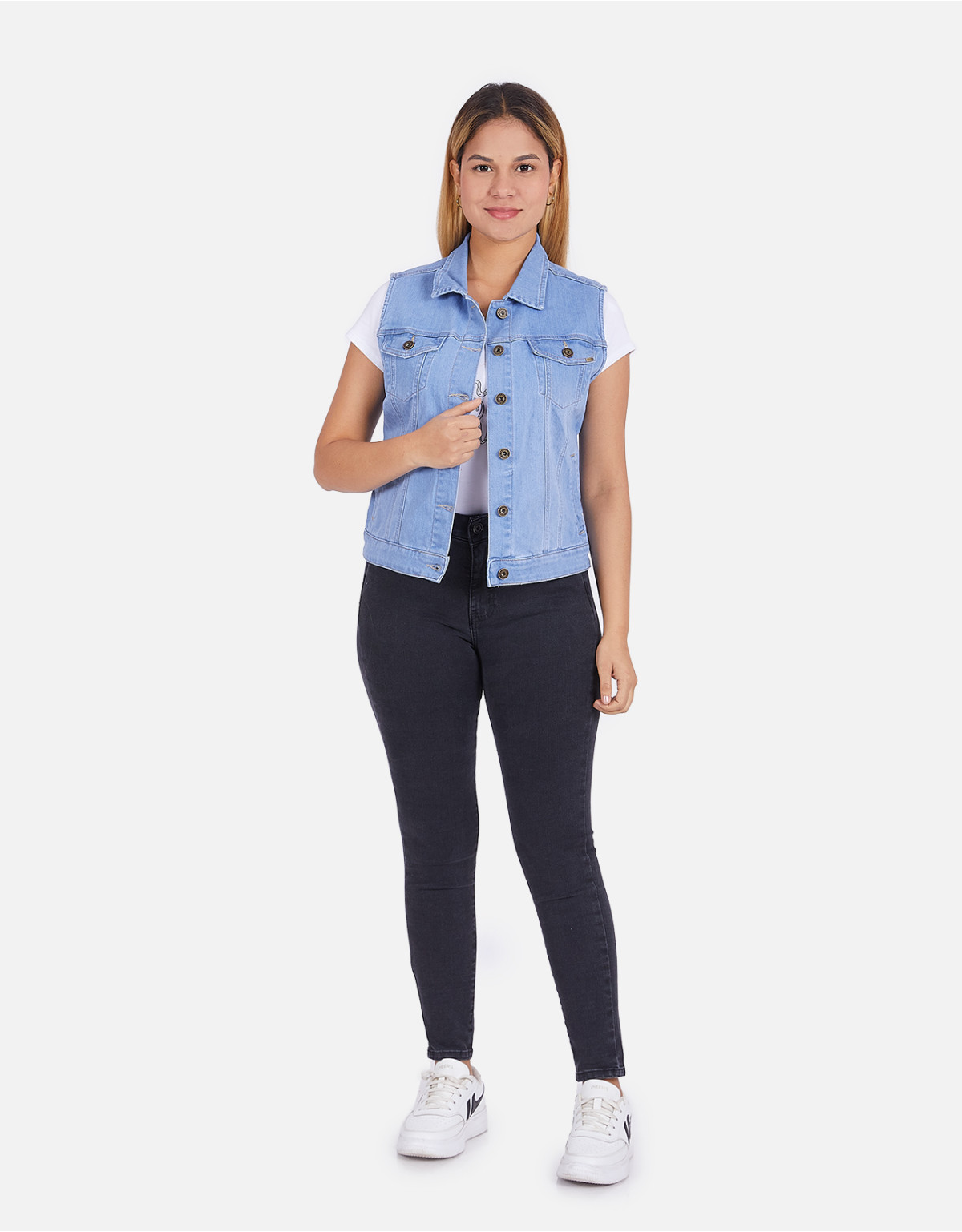 Chaleco regular fit celeste